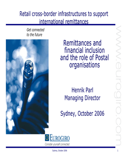Remittances and Financial Inclusion and the Role of Postal Organisations