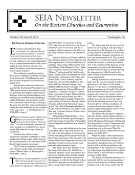 SEIA NEWSLETTER on the Eastern Churches and Ecumenism ______Number 189: June 30, 2011 Washington, DC