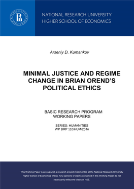 Minimal Justice and Regime Change in Brian Orend's Political Ethics
