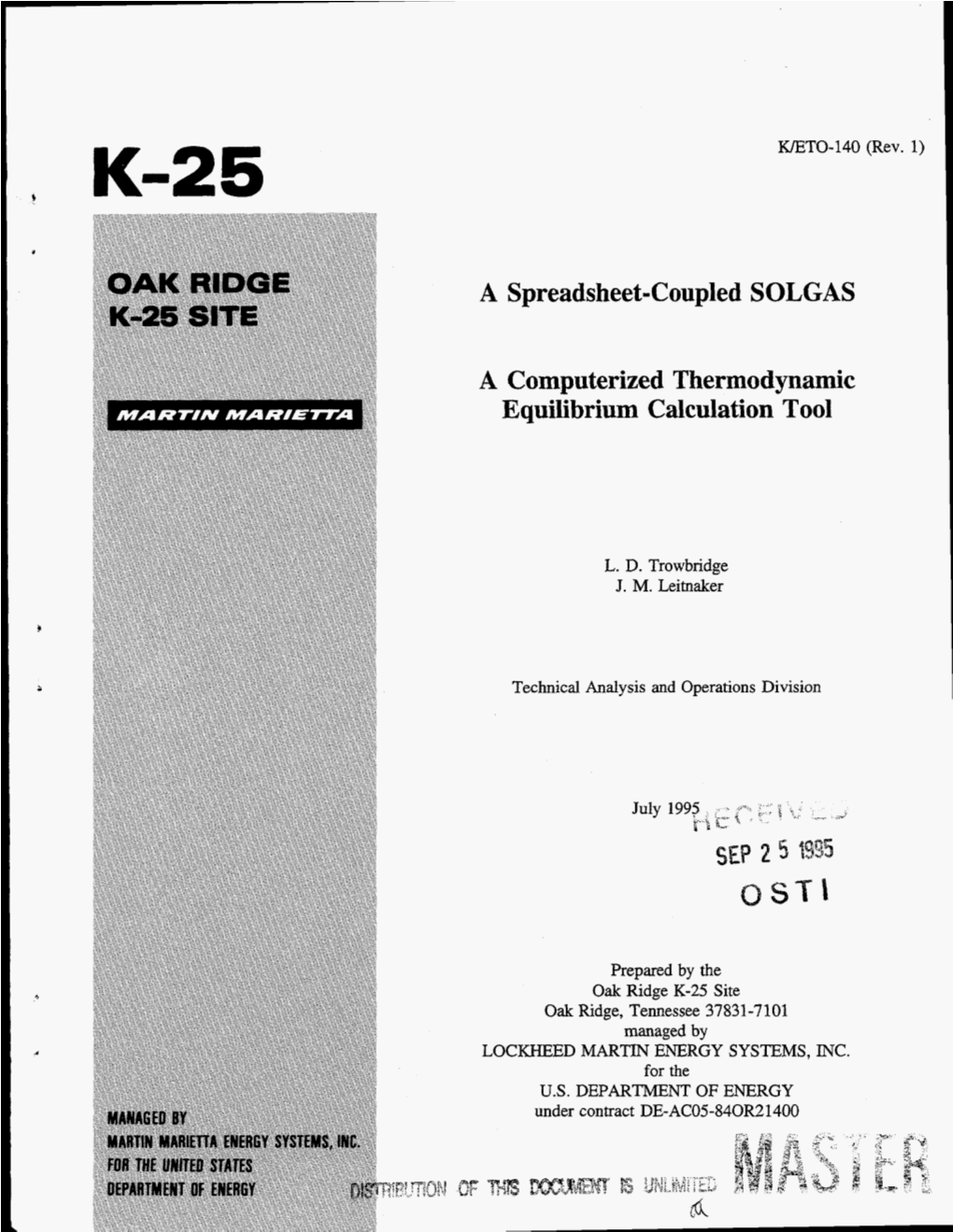 A Spreadsheet-Coupled SOLGAS a Computerized Thermodynamic