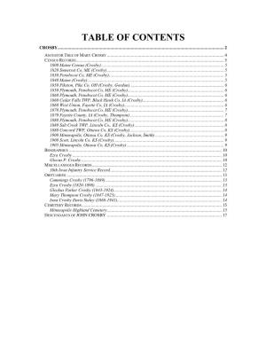 Table of Contents Crosby