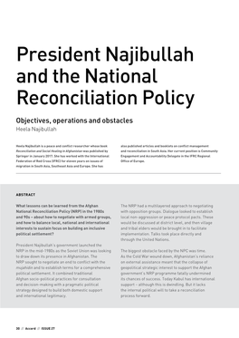 President Najibullah and the National Reconciliation Policy