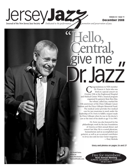 Jersey Jazz Society Dedicated to the Performance, Promotion and Preservation of Jazz