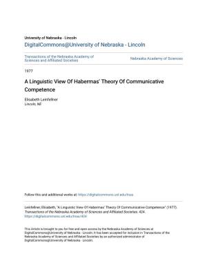 A Linguistic View of Habermas' Theory of Communicative Competence
