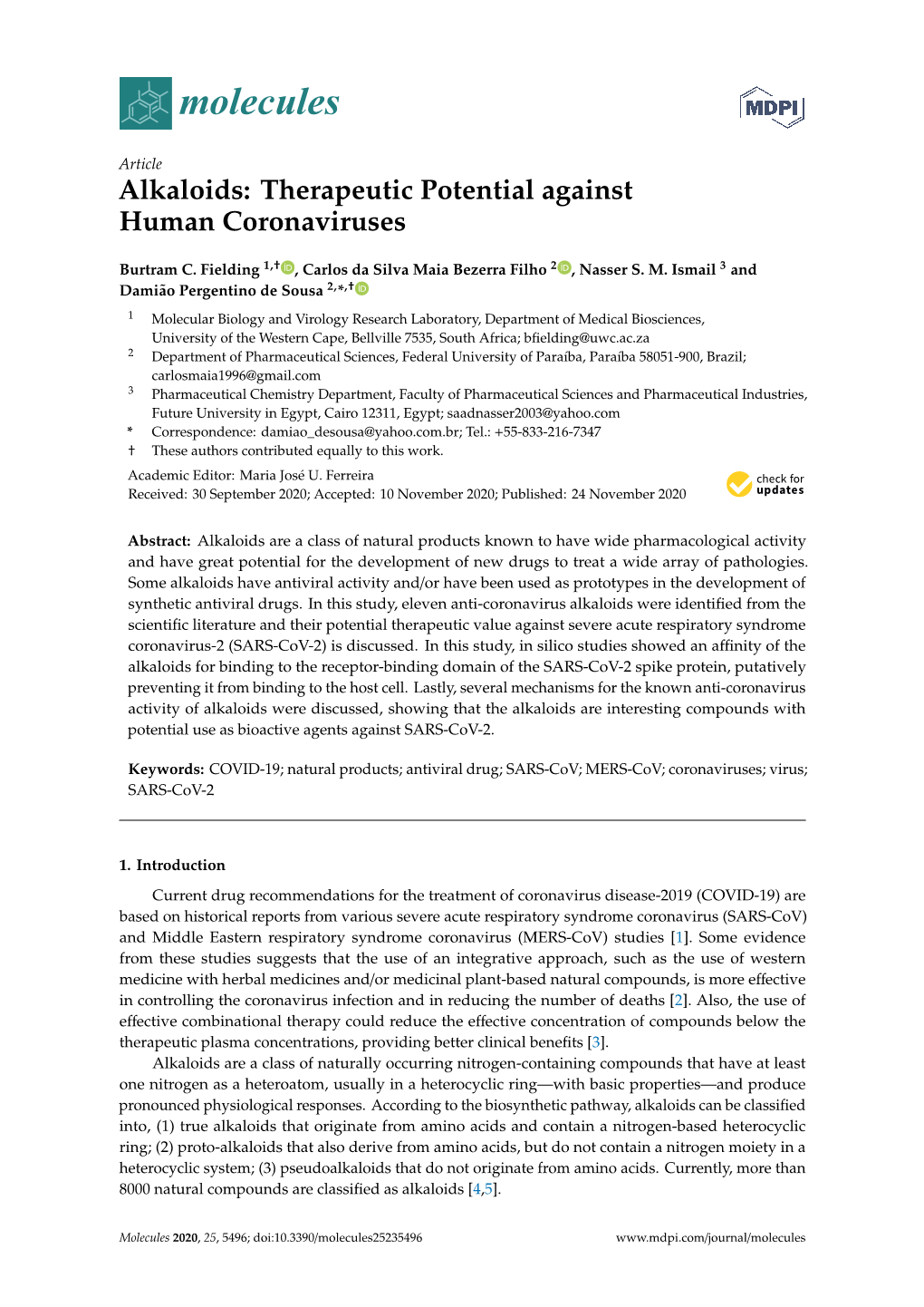 Alkaloids: Therapeutic Potential Against Human Coronaviruses