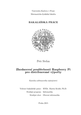Zhodnocení Použitelnosti Raspberry Pi Pro Distribuované Výpočty