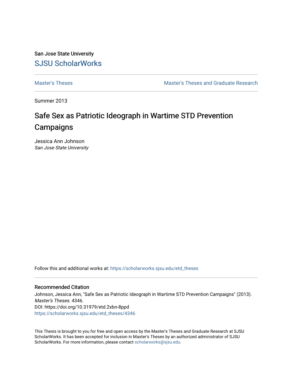 Safe Sex As Patriotic Ideograph in Wartime STD Prevention Campaigns