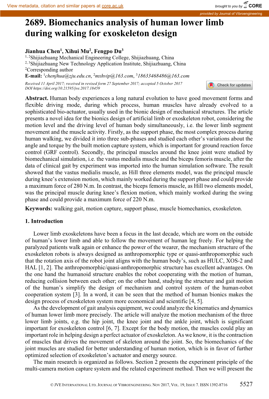 Biomechanics Analysis of Human Lower Limb During Walking for Exoskeleton Design