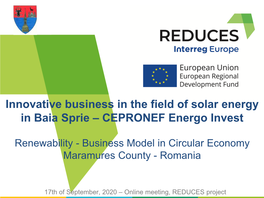 Innovative Business in the Field of Solar Energy in Baia Sprie – CEPRONEF Energo Invest