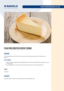 Palm Free Digestive Biscuit Crumb | British Bakels