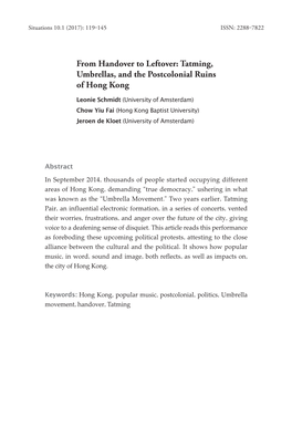 Tatming, Umbrellas, and the Postcolonial Ruins of Hong Kong