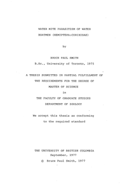 Water Mite Parasitism of Water