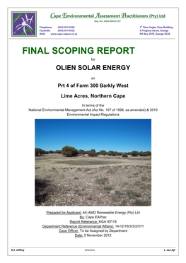FINAL SCOPING REPORT for OLIEN SOLAR ENERGY