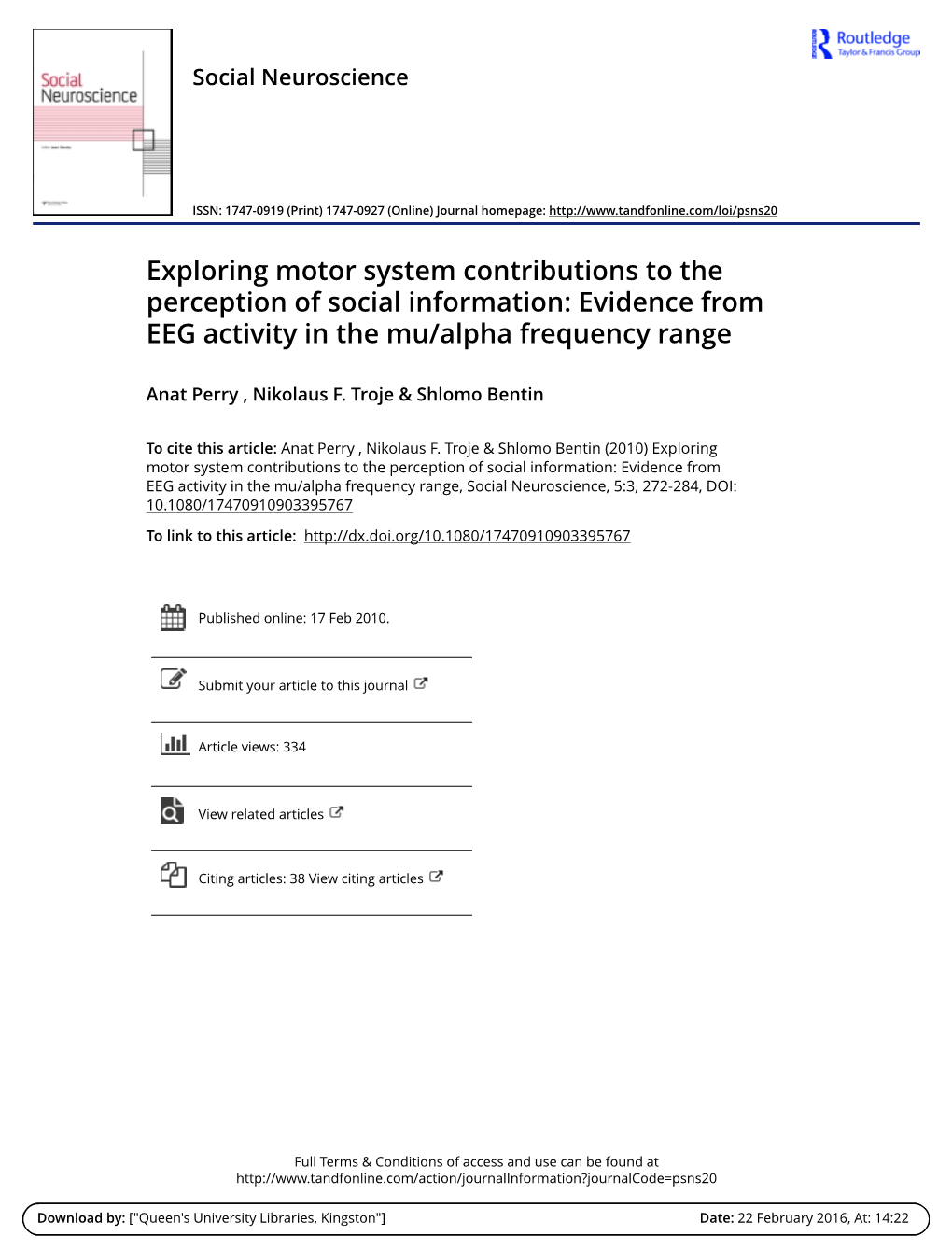 Evidence from EEG Activity in the Mu/Alpha Frequency Range