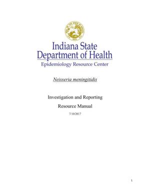 Neisseria Meningitidis Investigation and Reporting Resource Manual