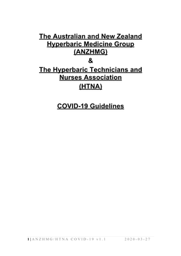 (ANZHMG) & the Hyperbaric Technicians and Nurses Association
