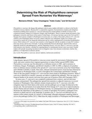 Determining the Risk of Phytophthora Ramorum Spread from Nurseries Via Waterways1