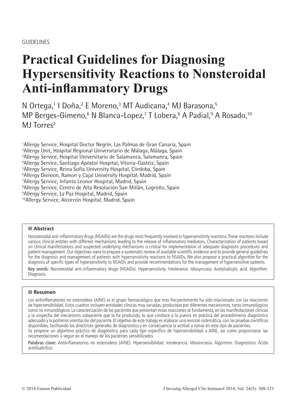 Practical Guidelines for Diagnosing Hypersensitivity Reactions to Nonsteroidal Anti-Inflammatory Drugs