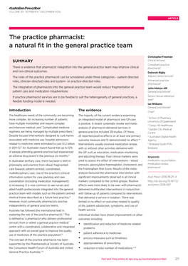 The Practice Pharmacist: a Natural Fit in the General Practice Team