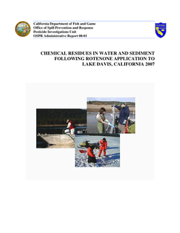 Chemical Residues in Water and Sediment Following Rotenone Application to Lake Davis, California 2007