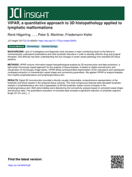 VIPAR, a Quantitative Approach to 3D Histopathology Applied to Lymphatic Malformations