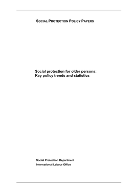 Social Protection for Older Persons: Key Policy Trends and Statistics