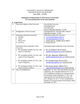 UNIVERSITY GRANTS COMMISSION BAHADUR SHAH ZAFAR MARG New Delhi – 110 002