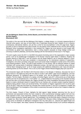 Review – We Are Bellingcat Written by Robert Bunker