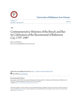 Commemorative Histories of the Bench and Bar: in Celebration Of