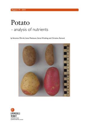 Potato - Analysis of Nutrients by Veronica Öhrvik, Irene Mattisson, Sören Wretling and Christina Åstrand