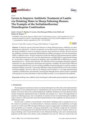 Levers to Improve Antibiotic Treatment of Lambs Via Drinking Water in Sheep Fattening Houses: the Example of the Sulfadimethoxine/ Trimethoprim Combination