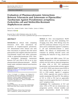 Evaluation of Pharmacodynamic Interactions Between