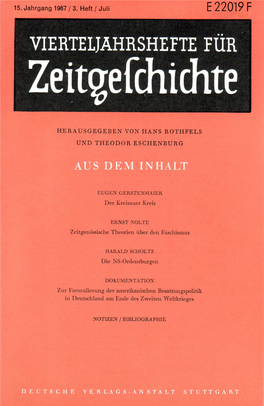 Vierteljahrshefte Für Zeitgeschichte Jahrgang 15(1967) Heft 3