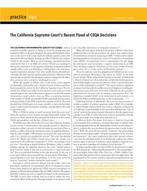 The California Supreme Court's Recent Flood of CEQA Decisions