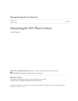 Interpreting the NFL Player Contract Gary R