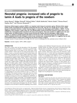 Increased Ratio of Progerin to Lamin a Leads to Progeria of the Newborn