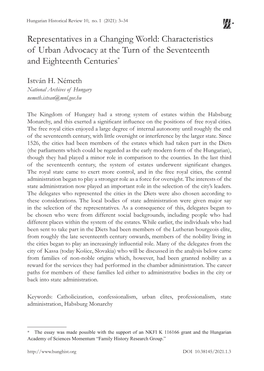 Representatives in a Changing World: Characteristics of Urban Advocacy at the Turn of the Seventeenth and Eighteenth Centuries*