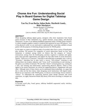 Understanding Social Play in Board Games for Digital Tabletop Game