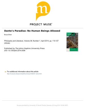 Danteʼs Paradiso: No Human Beings Allowed