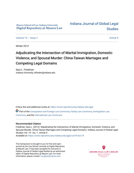 Adjudicating the Intersection of Marital Immigration, Domestic Violence, and Spousal Murder: China-Taiwan Marriages and Competing Legal Domains