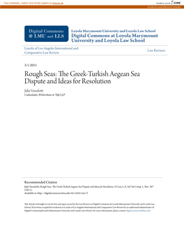 The Greek-Turkish Aegean Sea Dispute and Ideas for Resolution Julia Vassalotti Cadwalader, Wickersham & Taft LLP