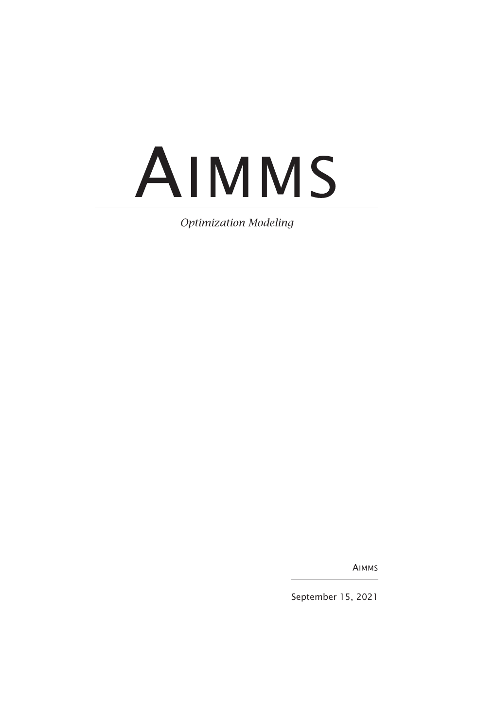 AIMMS Optimization Modeling