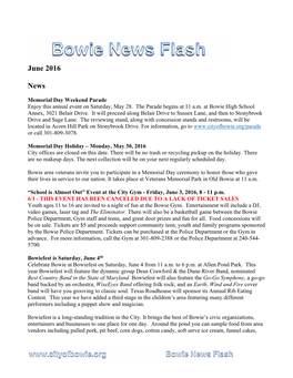 June 2016 News Flash