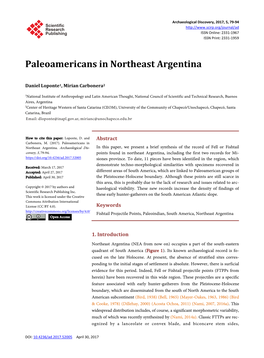 Paleoamericans in Northeast Argentina