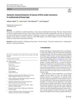 Syntactic Characterizations of Classes of First-Order Structures In