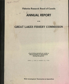 Fisheries Research Board of Canada Annual Report to the Great Lakes Fishery Commission