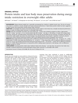 Protein Intake and Lean Body Mass Preservation During Energy Intake Restriction in Overweight Older Adults