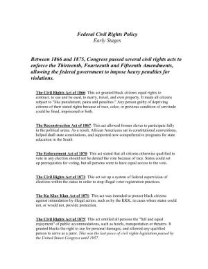 Federal Civil Rights Policy--Early Stages