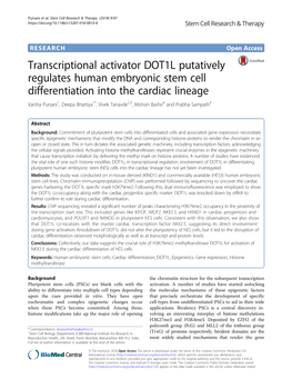 Transcriptional Activator DOT1L Putatively Regulates Human