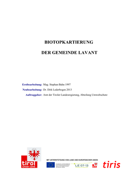 Biotopkartierung Der Gemeinde Lavant